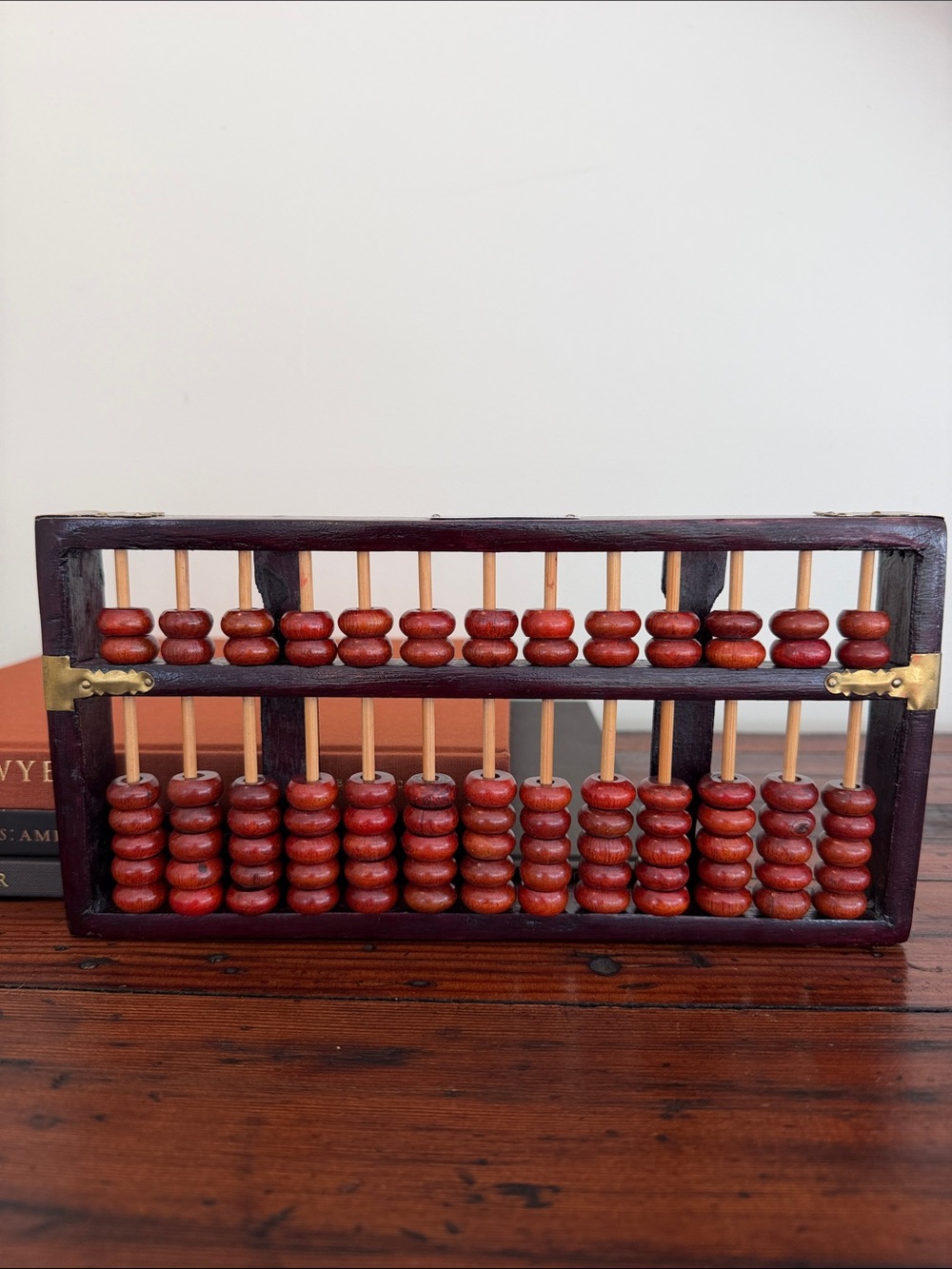 Diamond Supply Co. Vintage Red-Brown Wooden and Brass Abacus